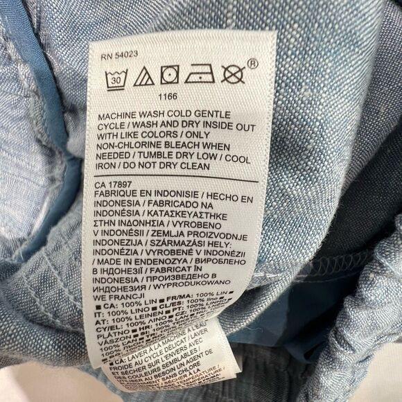 Athleta Cabo Linen Jogger Blue Sz 8 Pull On High Rise Drawstring Coastal Travel - Picture 9 of 14